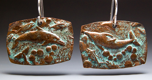 Dolphin Earrings Patina Relic