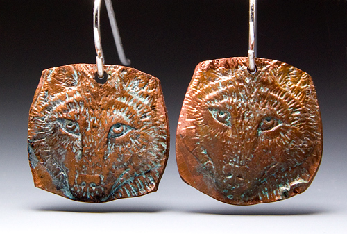 Wolf Earrings Patina Relics