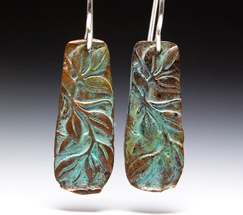 Spring Leaves Earrings Patina Relic