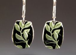 Spring Leaves Earrings Enamel Relic