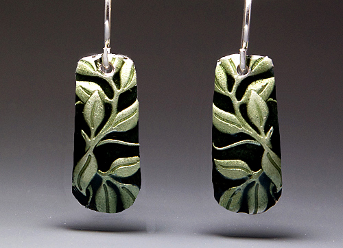 Spring Leaves Earrings Enamel Relic