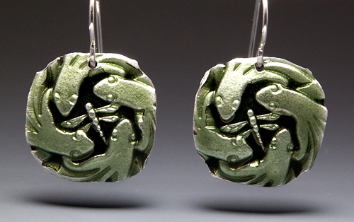 Salamander Earrings Enamel Relic