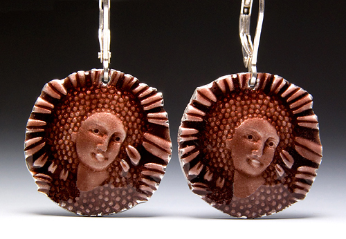 Sunflower Earrings Enamel Relic